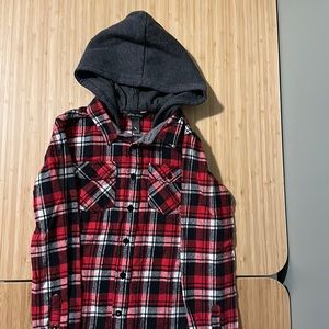 Boys size small (7/8) Eddie Bauer flannel with knit hood